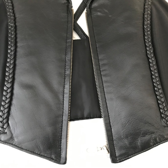 Vintage Genuine Cropped Black Leather Motorcycle Vest Women’s - Picture 8 of 10
